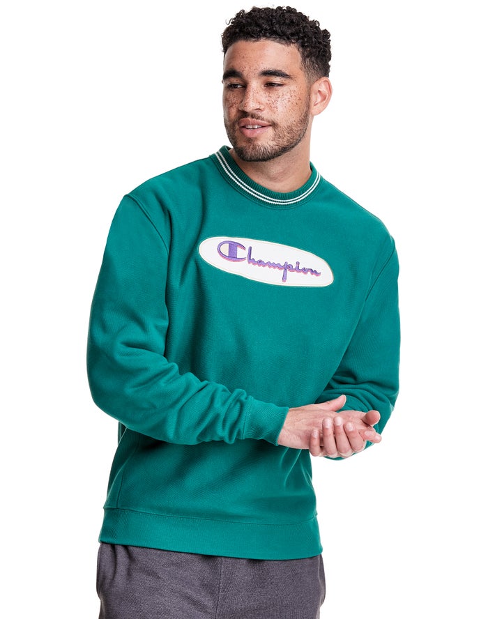 Champion Premium Reverse Weave® Crew Erkek Sweatshirt Yeşil ( IEHCDN875 )